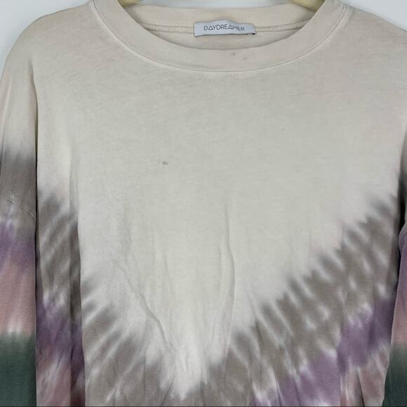 Daydreamer Cotton Tie Dye Long Sleeve Tee Shirt Medium Purple Tan Green - Picture 6 of 6